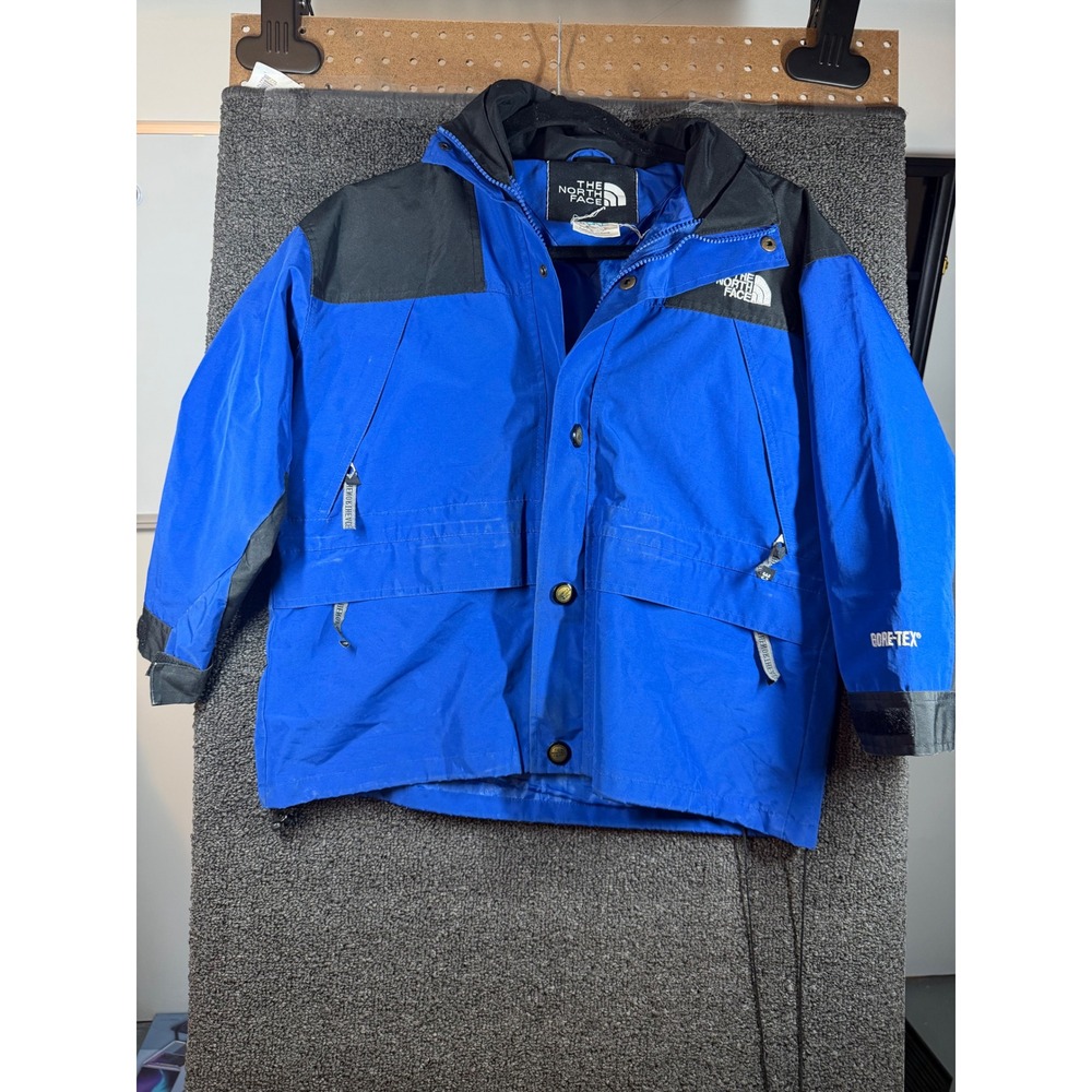 The North Face Gore-Tex Jacket Kids Size M Blue Vintage Mountain Light Shell 161